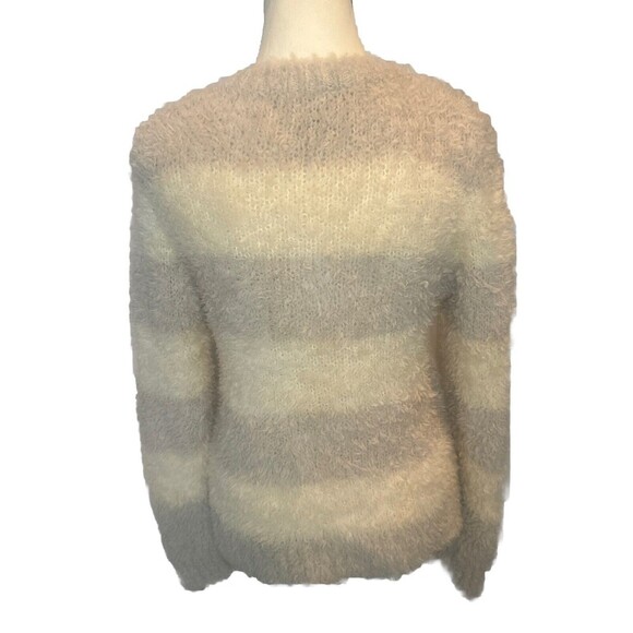 Banana Republic Merino Wool Furry Striped Cocoon Fluffy Pullover Sweater Sz S - Picture 4 of 9